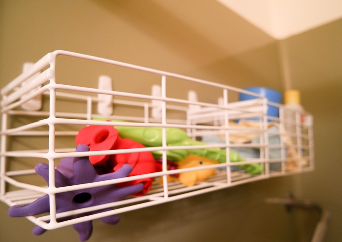 Children love to play during the bath time. Have a toy rack installed in your bathroom.
