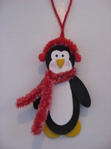Wood penguin ornament craft