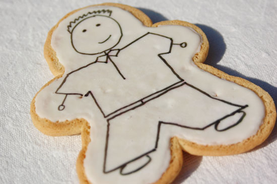 stick figure decorated cookies