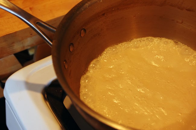 boiling coconut milk