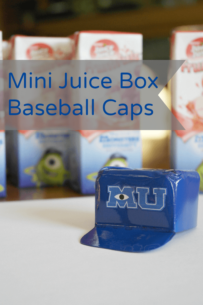 so adorable - make miniature baseball hats out of juice boxes