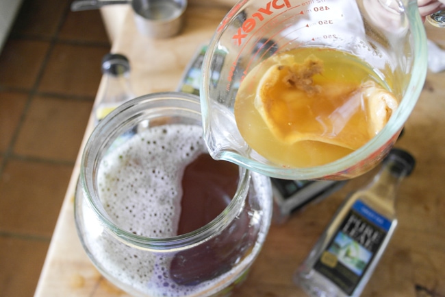 making kombucha with a scoby
