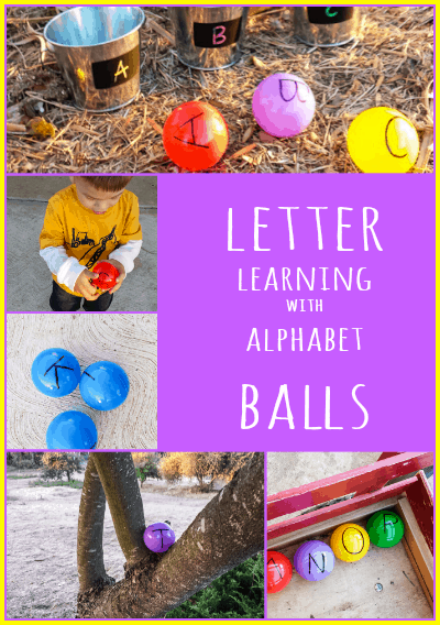 Letter learning with alphabet balls - home learning activities for toddlers and preschool