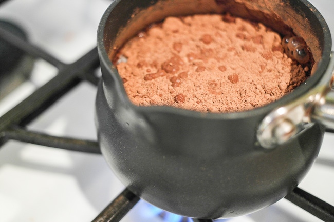 paleo hot chocolate on the stove