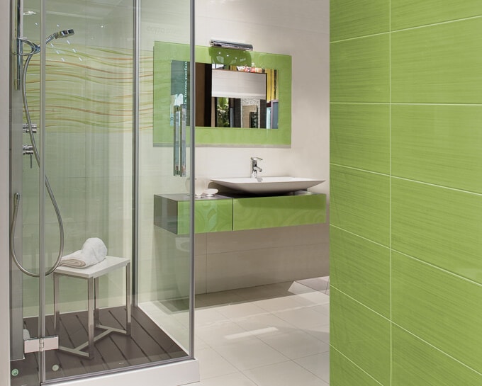 Bathroom decor ideas: lime green tile