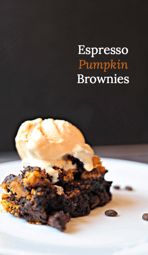 Decadent Espresso Pumpkin Brownies made with boxed mix - perfect for a Thanksgiving holiday dessert