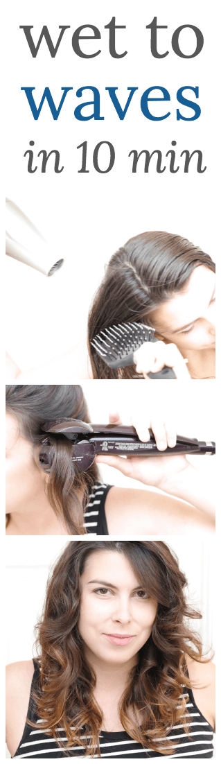 Wet to waves in ten minutes flat. Perfect beauty hairstyle  hair solution for busy moms! Also makes for an easy updo if you just pull it back into a clip.