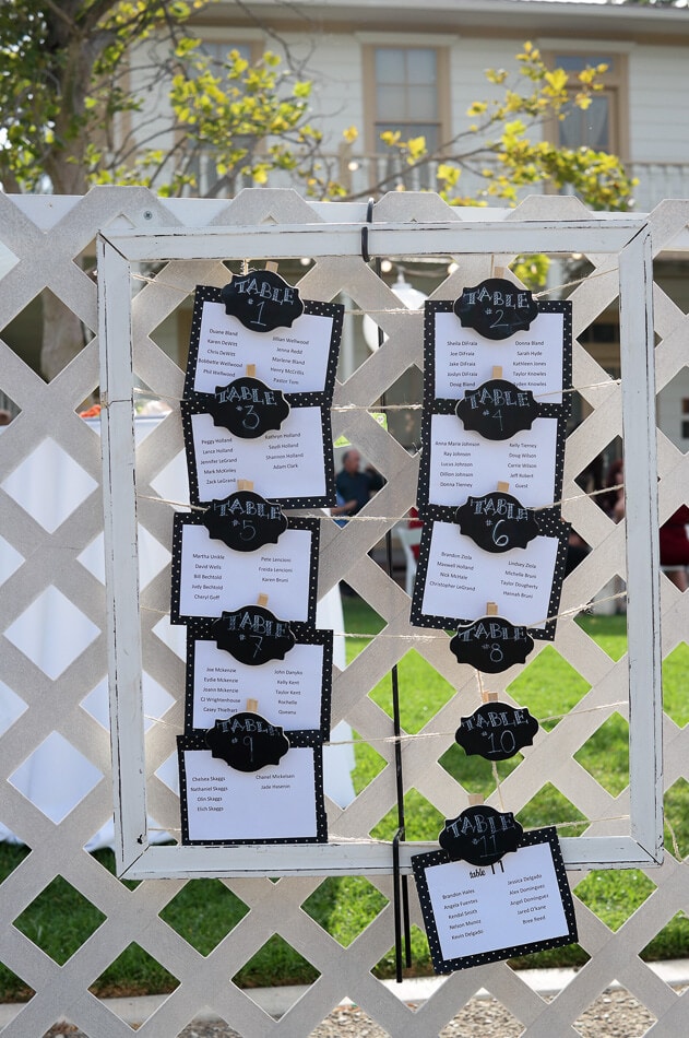 Outdoor wedding seating cards
