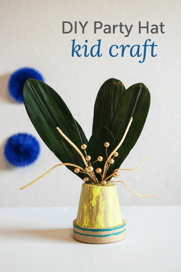 DIY party hat craft kid craft for a child-friendly New Year (great kid's craft idea to keep them busy while the adults prep food and whatnot)