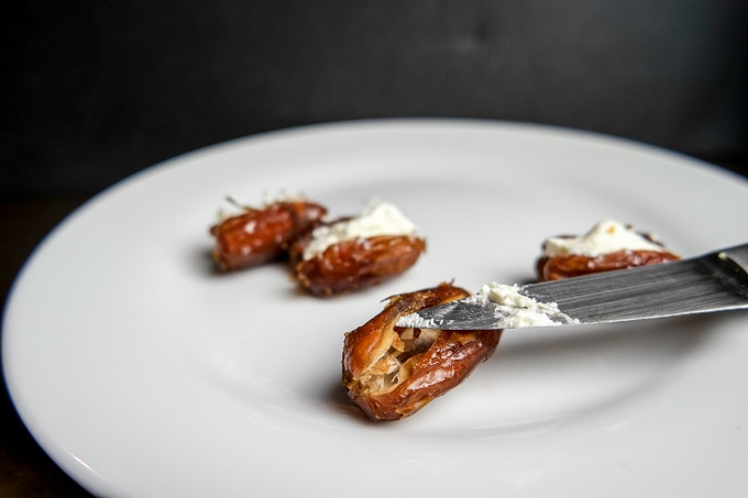 Bacon dates with goat cheese