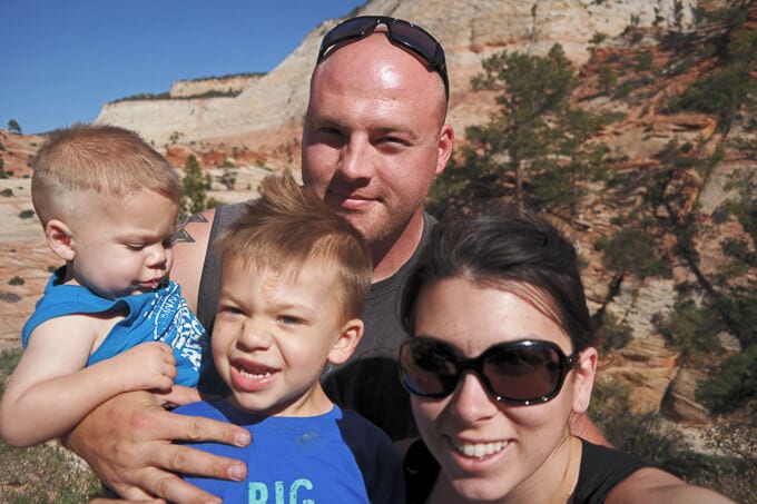 Camping at Bryce Canyon - the family going through Zion