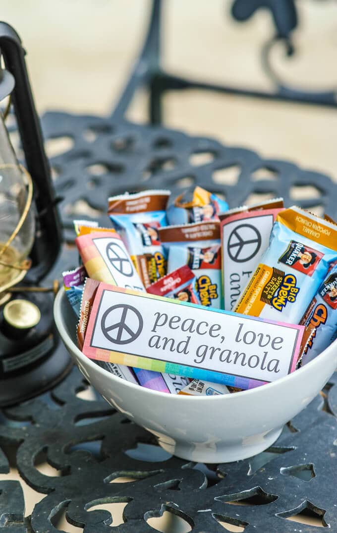 Peace, love and granola party printable