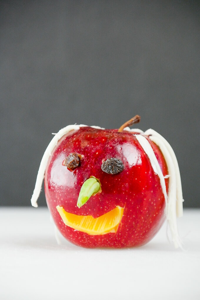 Apple face food craft - make an apple cheesehead!