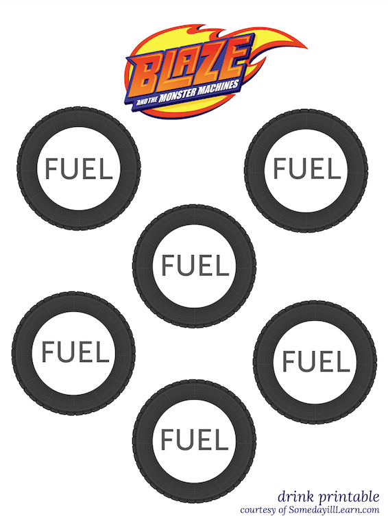 Blaze and the Monster Machines "fuel" drink printable