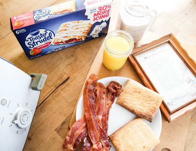 Host a nostalgic breakfast in bed date with your husband