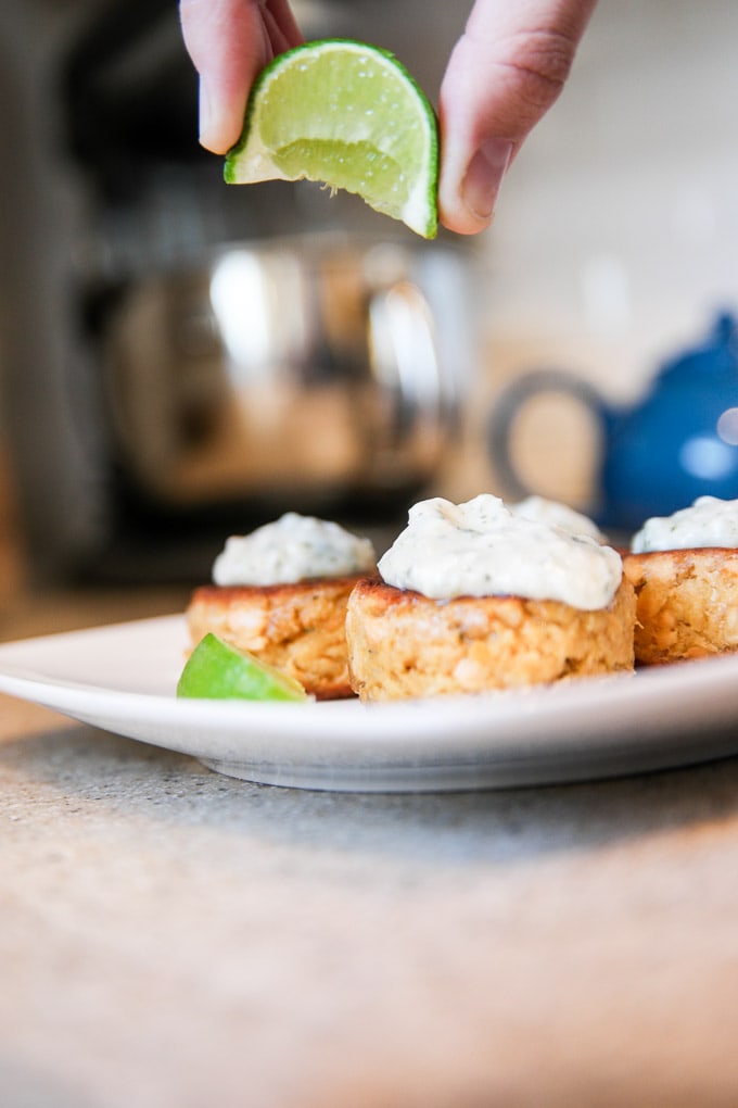 Fish taco patties with coconut lime sauce