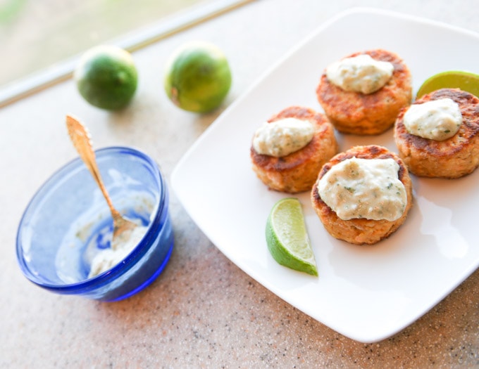 Fish taco patties with coconut lime sauce