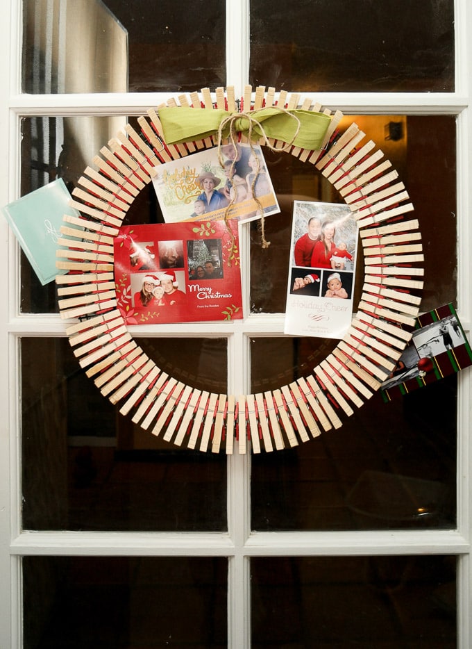 DIY Christmas card wreath takes less than an hour to make, and it can show off all the cards received over the holidays.