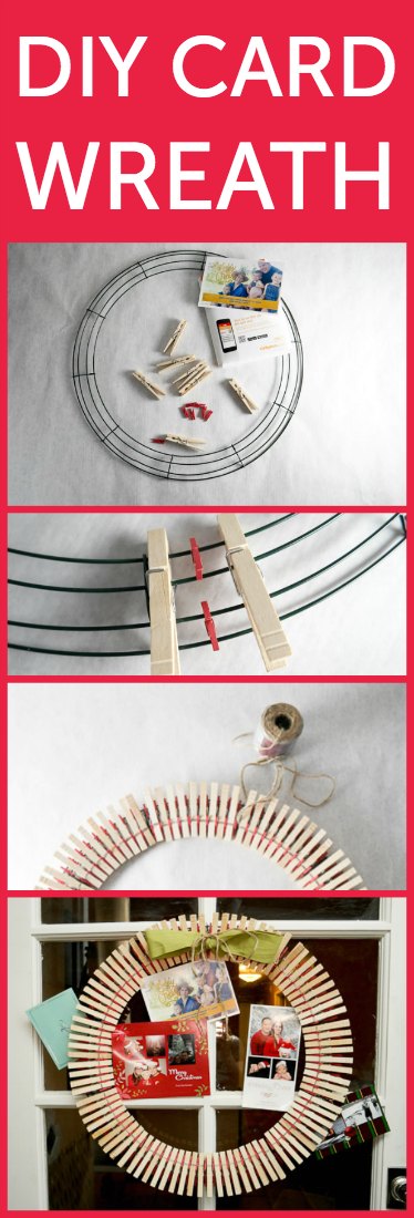 DIY Christmas card wreath takes less than an hour to make, and it can show off all the cards received over the holidays.