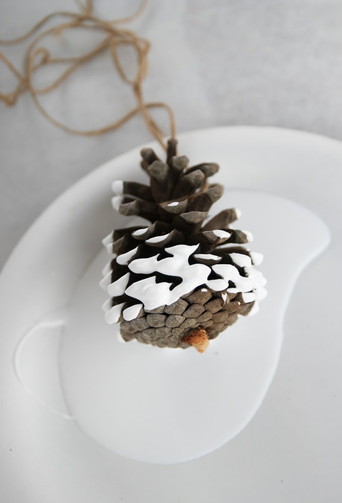 Paint-Dipped Pine Cones are super-easy to make with some leftover house paint, and they make for a cute entryway decoration during the holidays