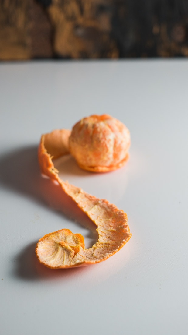 This is a fun food craft. Roll up a mandarin peel to look like a rose!