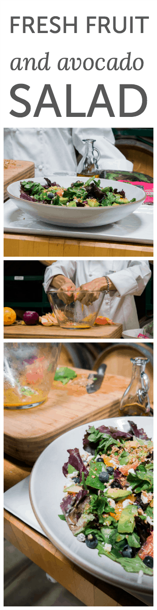 Fresh fruit and avocado salad (made with freshly-squeezed grapefruit juice)