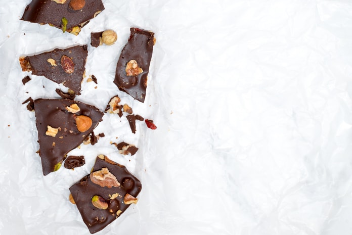 Gluten free snacks – dark chocolate bark with nuts for protein