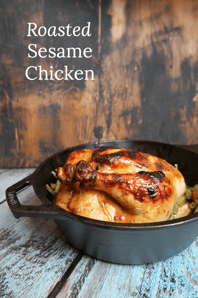 Sesame chicken roasted in the oven with just 3 ingredients