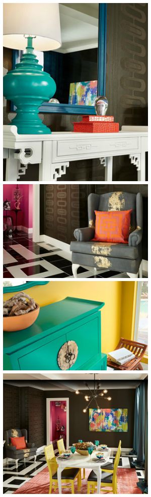 Pops of color in a dark room can make a space feel vibrant and homey