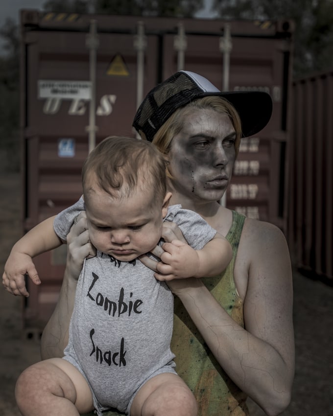Easy, creepy zombie family costume with outfits that can be re-worn outside of the holiday