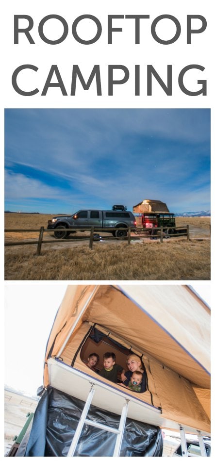 Rooftop camping with a whole family, up off the ground on a military trailer. You can camp for free on land managed by the Bureau of Land Management and find other free spots with FreeCampsites.net or book for a small fee through Reserve America.
