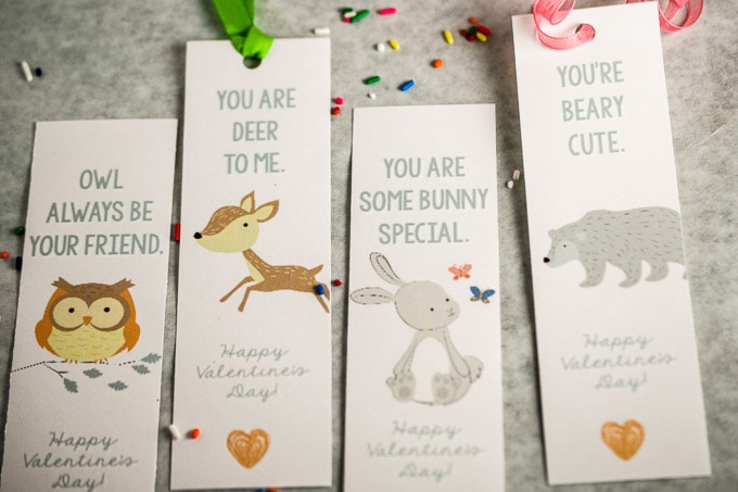 Woodland Animal printable Valentine's Day bookmarks