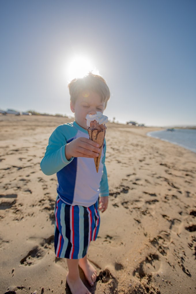 Making memories with ice cream on the beach.