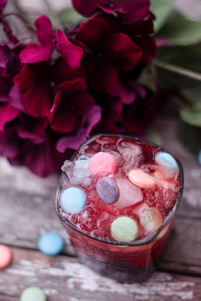 Sweet N Sour Blackberry Bourbon Cocktail (perfect excuse to raid your kid's Halloween candy stash)