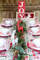 Red and White Country Christmas Tablescape