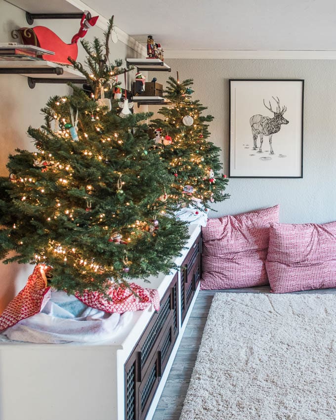 Home decor for the holidays (with TWO Christmas trees and a couple main accessory picks that can be used all year long).