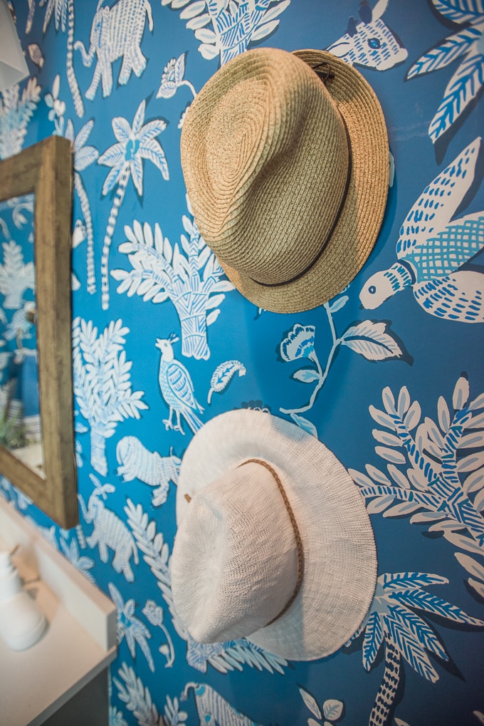 2017 HGTV Dream Home - hats hung on the wall of the bathroom