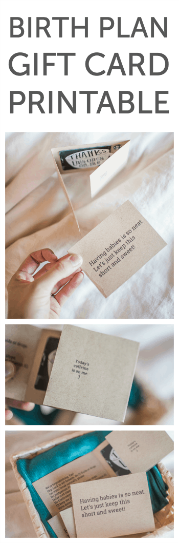 birth plan | gift card printable | labor prep | hospital bag