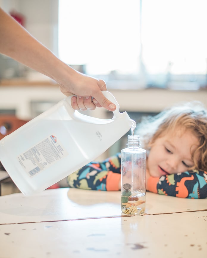 DIY sensory tubes for story time made with clear glue