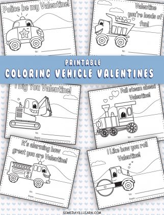 Full Steam Ahead Printable Coloring Valentines