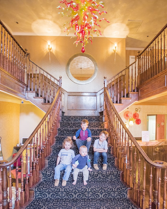 Children in fancy hotel