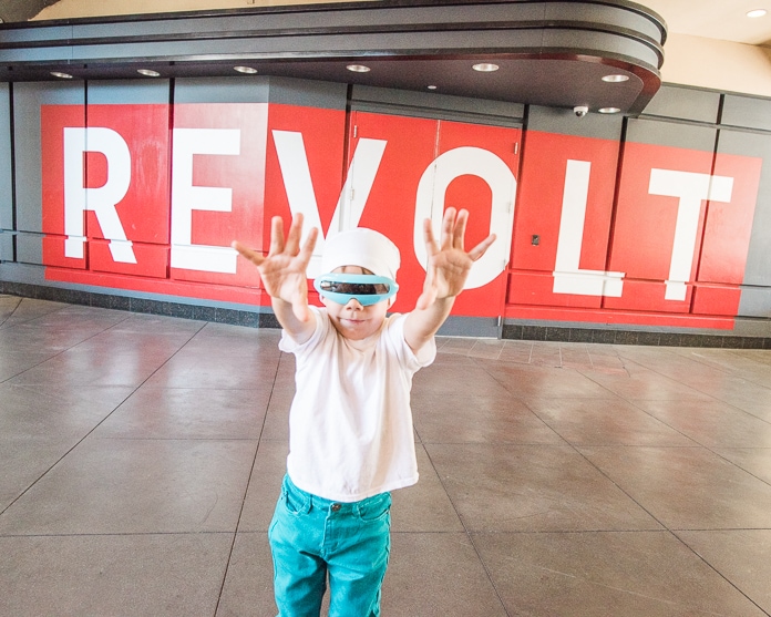 Frozone kids costume and REVOLT sign