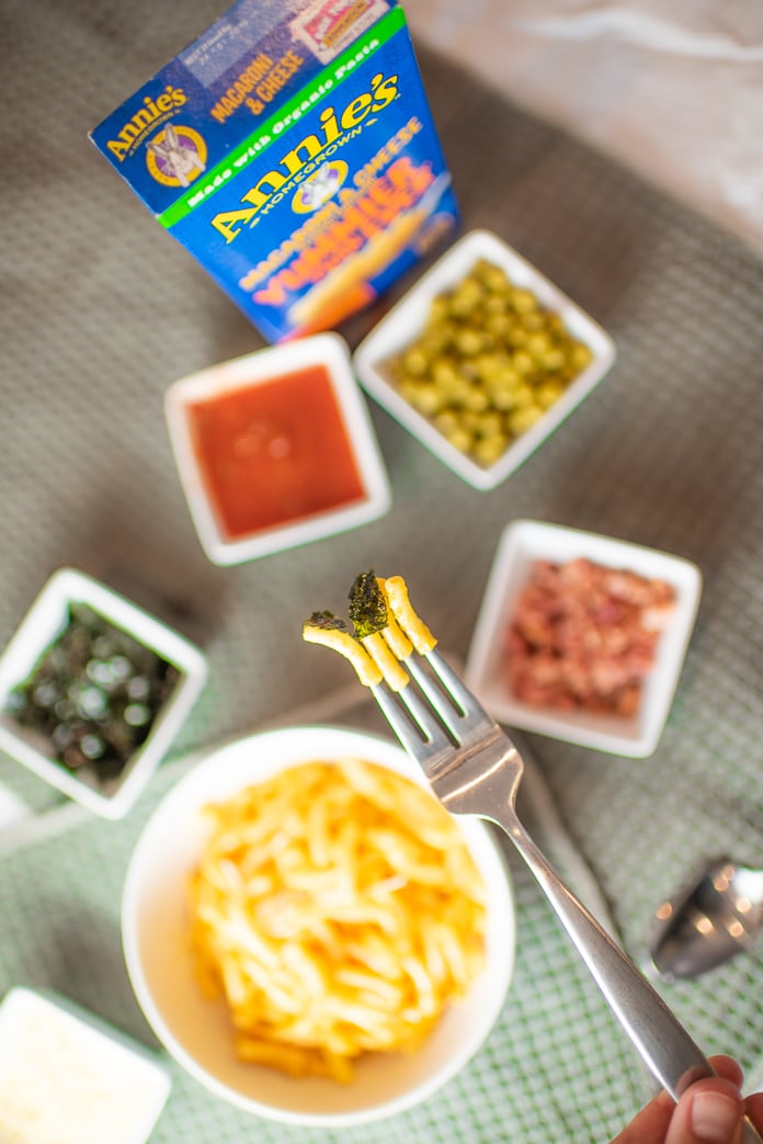 Macaroni and Cheese bar with seaweed