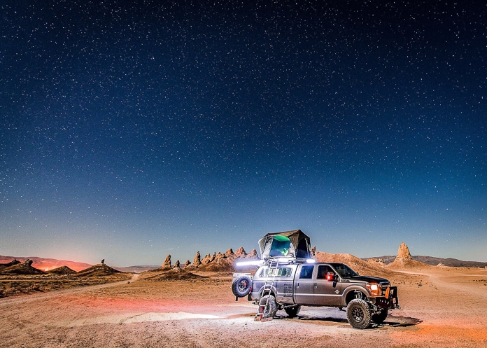 Rooftop tent on a truck