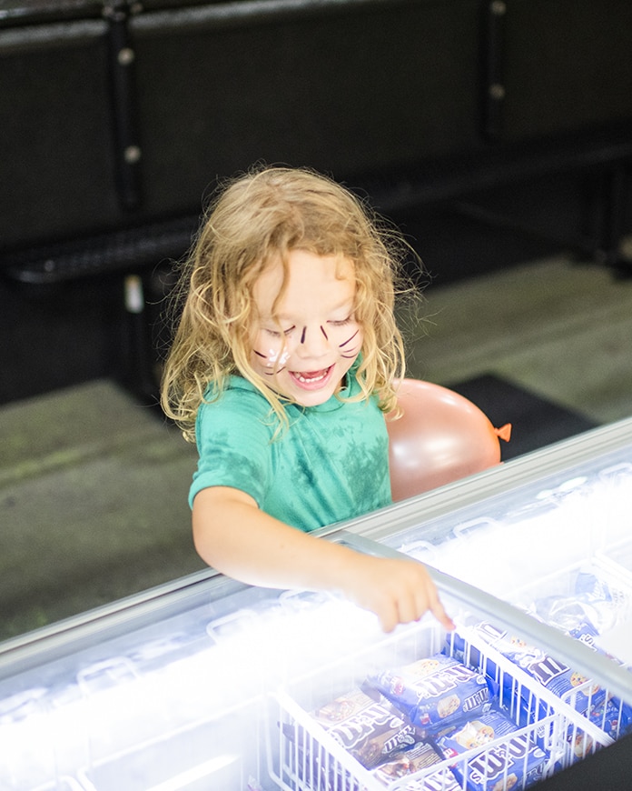 child selecting icecream