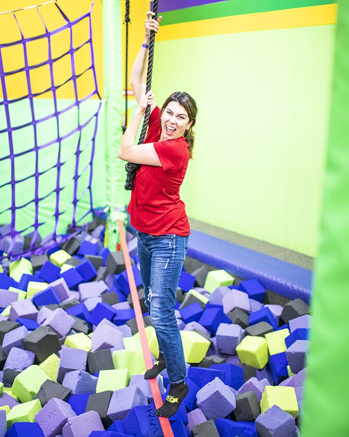 attractive woman on rope course