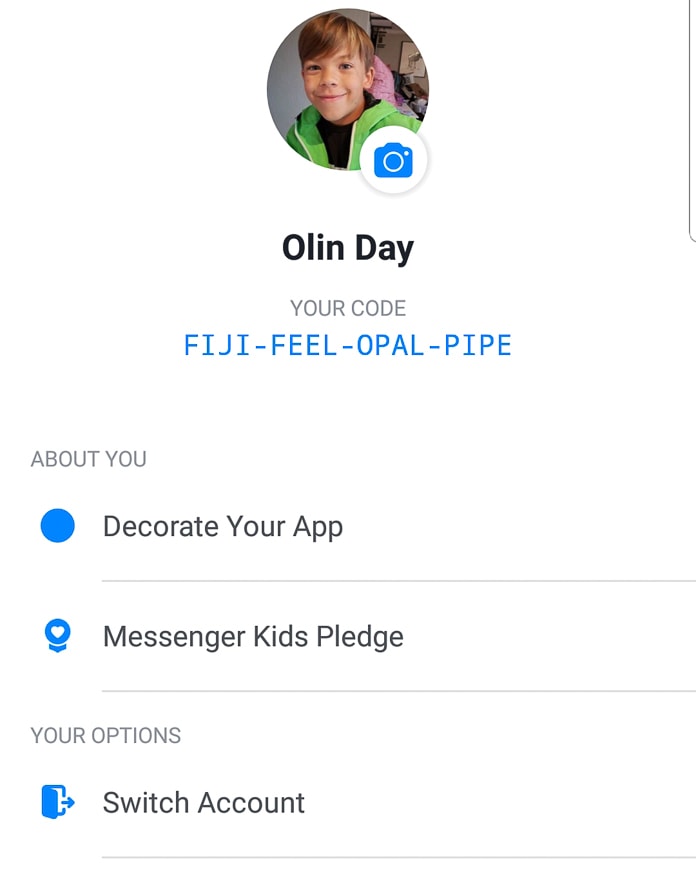 Facebook Messenger Kids interface