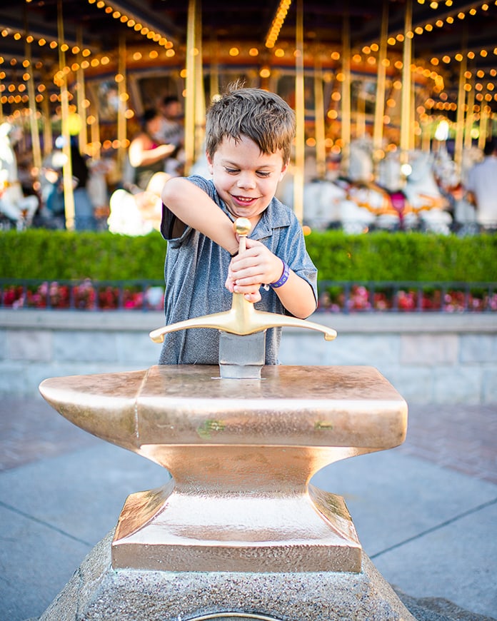 Trying to pull out the sword in the stone