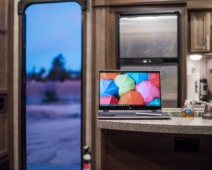 Travel laptop in an RV