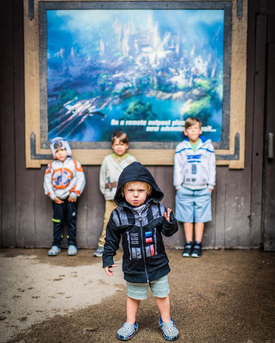 Angry kid dressed as Darth Vader